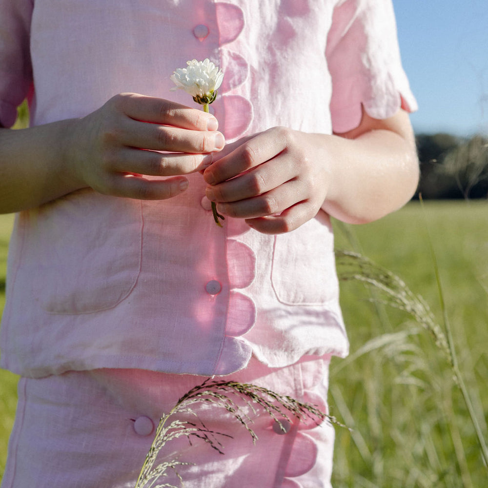 
                  
                    The Luna Pink Linen Skirt
                  
                