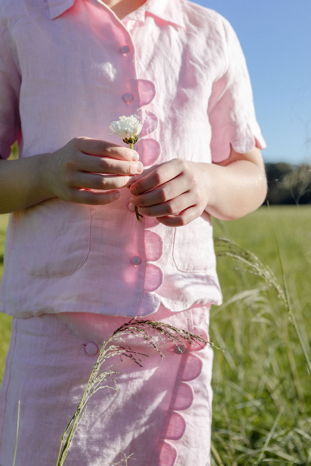 
                  
                    The Luna Pink Linen Skirt
                  
                